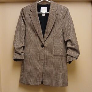 H&M Women's Classic Brown Pattern Blazer |  Size XS